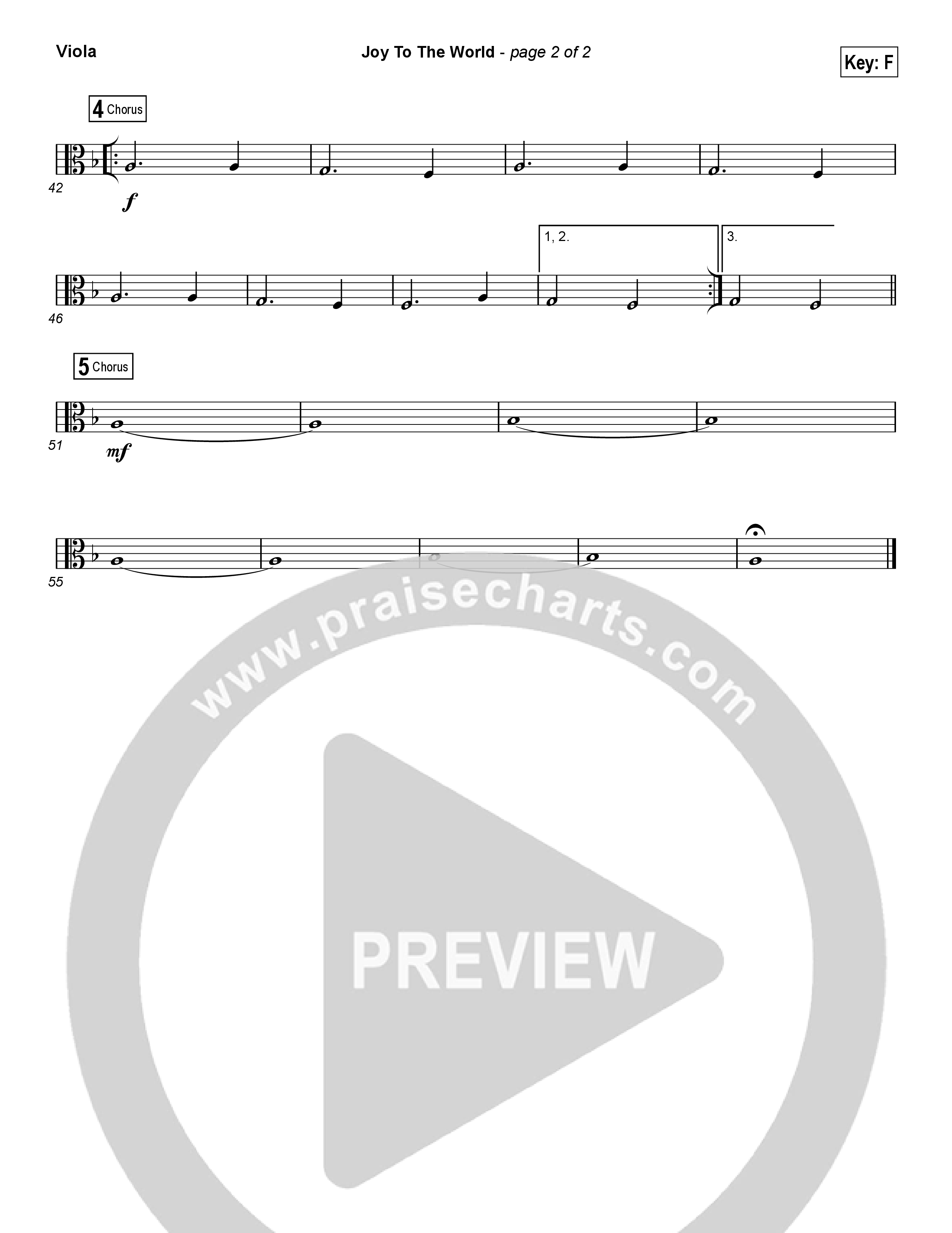 Joy To The World (Choral Anthem SATB) Viola (Hillsong Worship / Arr. Luke Gambill)