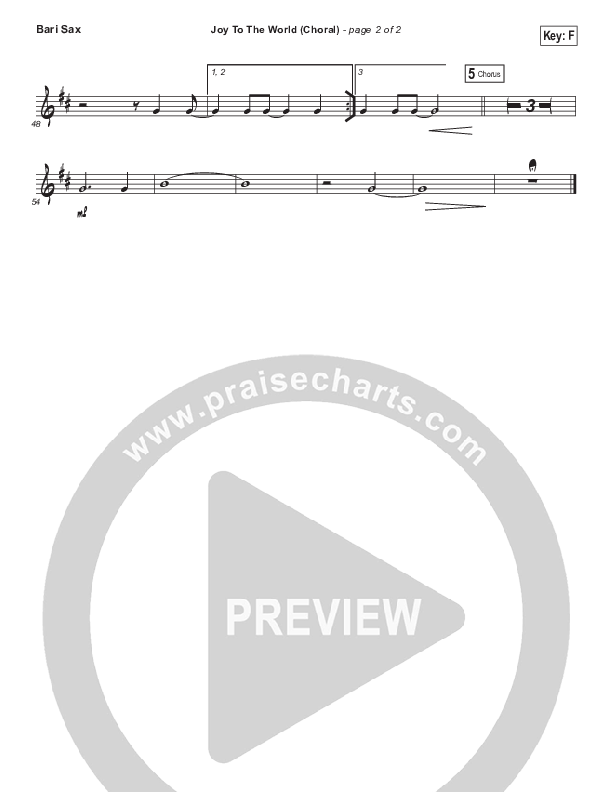 Joy To The World (Choral Anthem SATB) Bari Sax (Hillsong Worship / Arr. Luke Gambill)