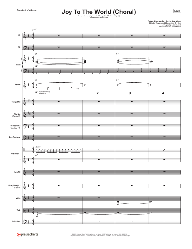 Joy To The World (Choral Anthem SATB) Conductor's Score (Hillsong Worship / Arr. Luke Gambill)