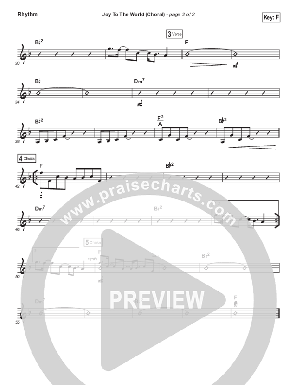 Joy To The World (Choral Anthem SATB) Rhythm Chart (Hillsong Worship / Arr. Luke Gambill)