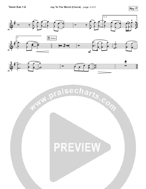 Joy To The World (Choral Anthem SATB) Tenor Sax 1/2 (Hillsong Worship / Arr. Luke Gambill)
