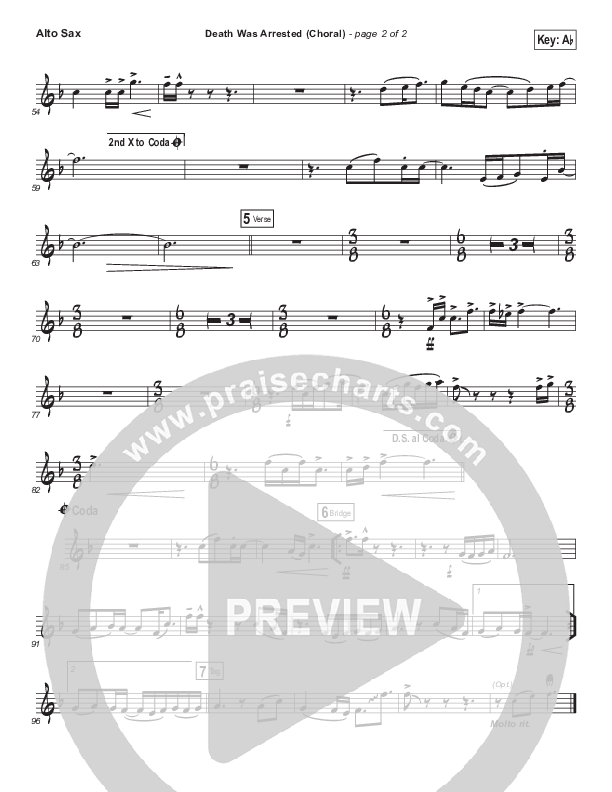 Death Was Arrested (Choral Anthem SATB) Alto Sax (North Point Worship / Arr. Luke Gambill)