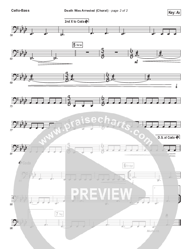 Death Was Arrested (Choral Anthem SATB) Cello/Bass (North Point Worship / Arr. Luke Gambill)