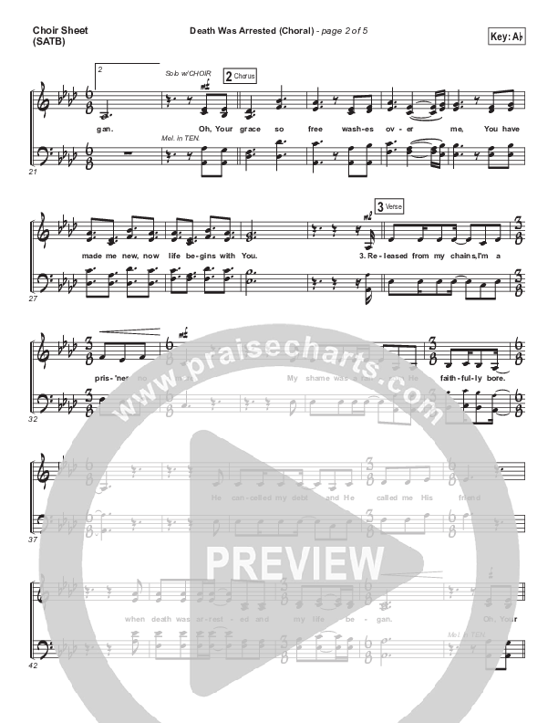 Death Was Arrested (Choral Anthem SATB) Choir Sheet (SATB) (North Point Worship / Arr. Luke Gambill)
