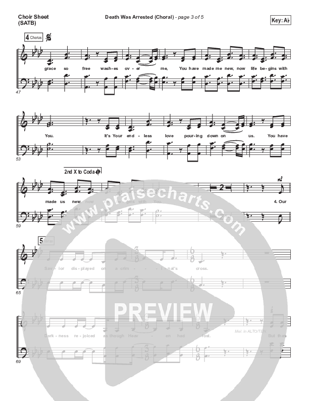Death Was Arrested (Choral Anthem SATB) Choir Sheet (SATB) (North Point Worship / Arr. Luke Gambill)