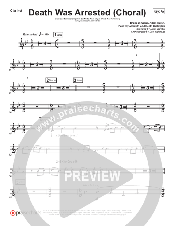 Death Was Arrested (Choral Anthem SATB) Wind Pack (North Point Worship / Arr. Luke Gambill)