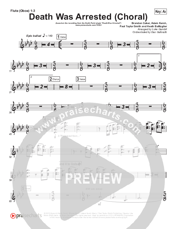 Death Was Arrested (Choral Anthem SATB) Wind Pack (North Point Worship / Arr. Luke Gambill)