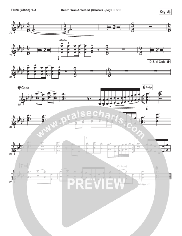 Death Was Arrested (Choral Anthem SATB) Flute/Oboe 1/2/3 (North Point Worship / Arr. Luke Gambill)