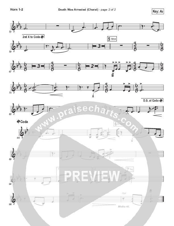 Death Was Arrested (Choral Anthem SATB) French Horn 1/2 (North Point Worship / Arr. Luke Gambill)
