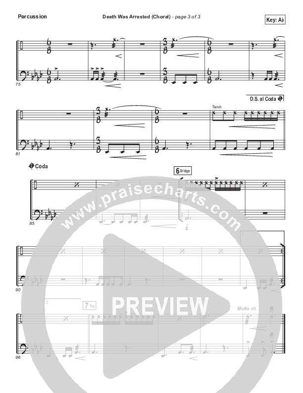 Death Was Arrested (Choral Anthem SATB) Percussion (North Point Worship / Arr. Luke Gambill)