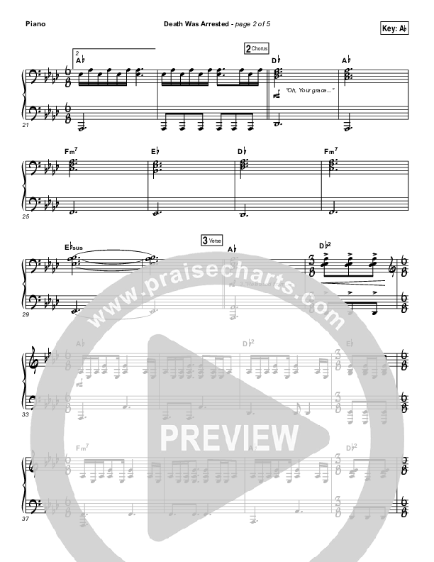 Death Was Arrested (Choral Anthem SATB) Piano Sheet (North Point Worship / Arr. Luke Gambill)