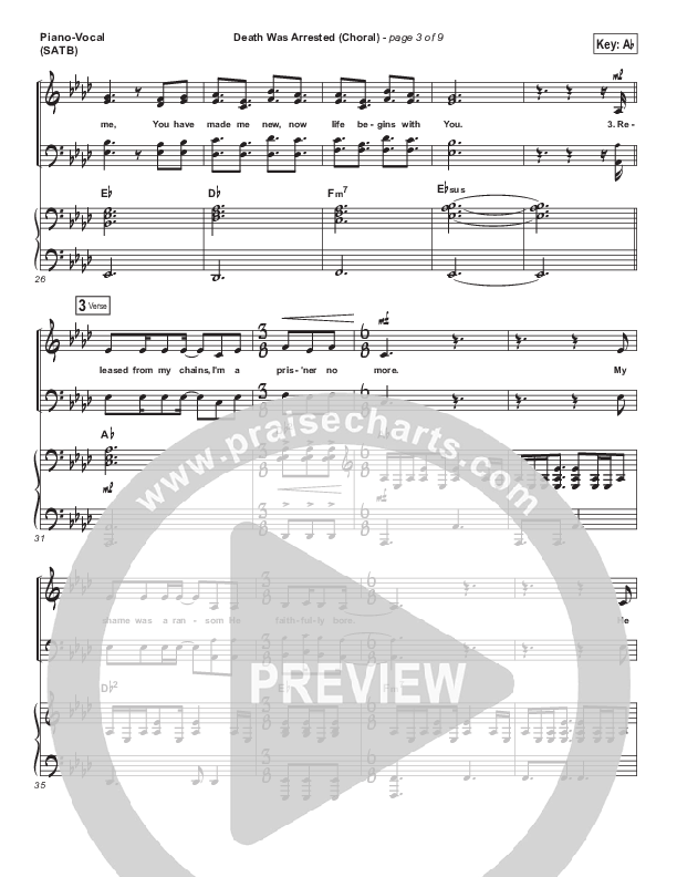 Death Was Arrested (Choral Anthem SATB) Piano/Vocal (SATB) (North Point Worship / Arr. Luke Gambill)
