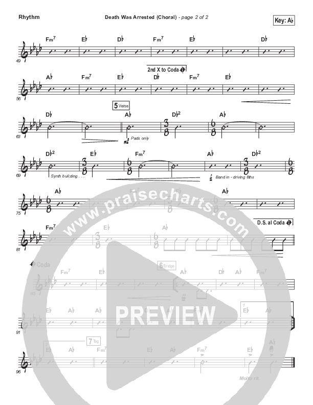 Death Was Arrested (Choral Anthem SATB) Rhythm Chart (North Point Worship / Arr. Luke Gambill)