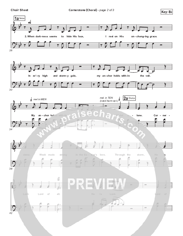 Cornerstone (Choral Anthem SATB) Choir Sheet (SATB) (Hillsong Worship / Arr. Luke Gambill)