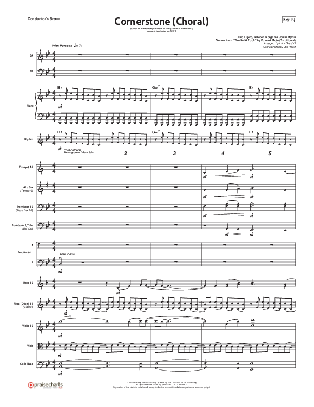 Cornerstone (Choral Anthem SATB) Conductor's Score (Hillsong Worship / Arr. Luke Gambill)