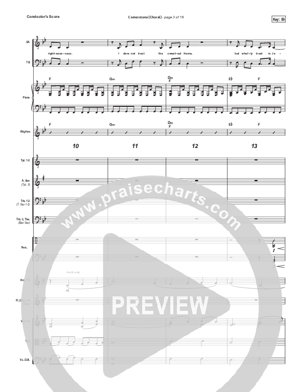 Cornerstone (Choral Anthem SATB) Conductor's Score (Hillsong Worship / Arr. Luke Gambill)