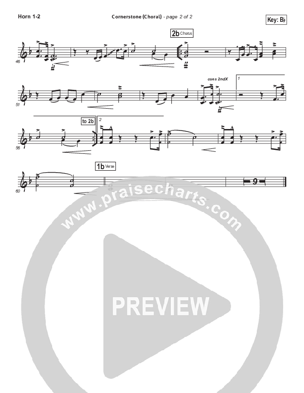 Cornerstone (Choral Anthem SATB) French Horn 1/2 (Hillsong Worship / Arr. Luke Gambill)