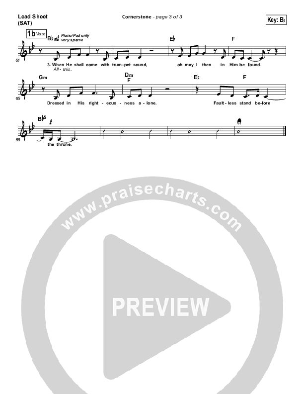 Cornerstone (Choral Anthem SATB) Lead Sheet (SAT) (Hillsong Worship / Arr. Luke Gambill)