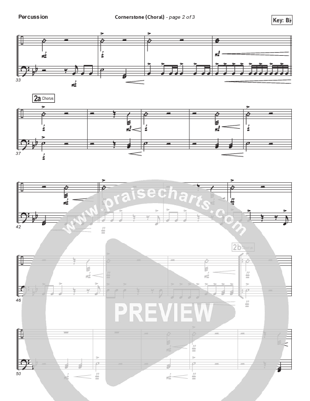 Cornerstone (Choral Anthem SATB) Percussion (Hillsong Worship / Arr. Luke Gambill)