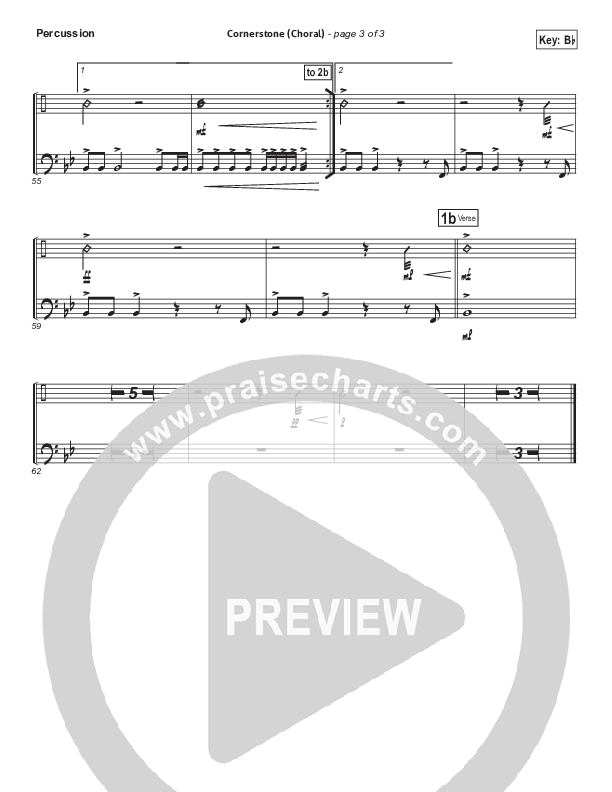 Cornerstone (Choral Anthem SATB) Percussion (Hillsong Worship / Arr. Luke Gambill)