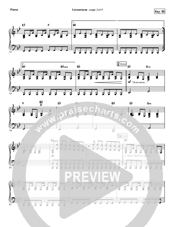 Cornerstone (Choral Anthem SATB) Piano Sheet (Hillsong Worship / Arr. Luke Gambill)