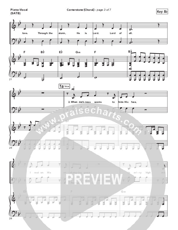 Cornerstone (Choral Anthem SATB) Piano/Vocal (SATB) (Hillsong Worship / Arr. Luke Gambill)