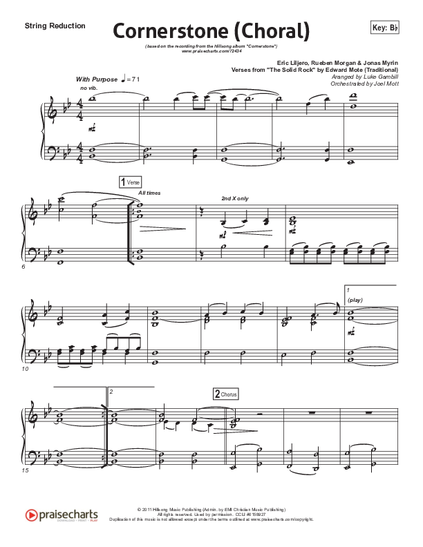Cornerstone (Choral Anthem SATB) Synth Strings (Hillsong Worship / Arr. Luke Gambill)