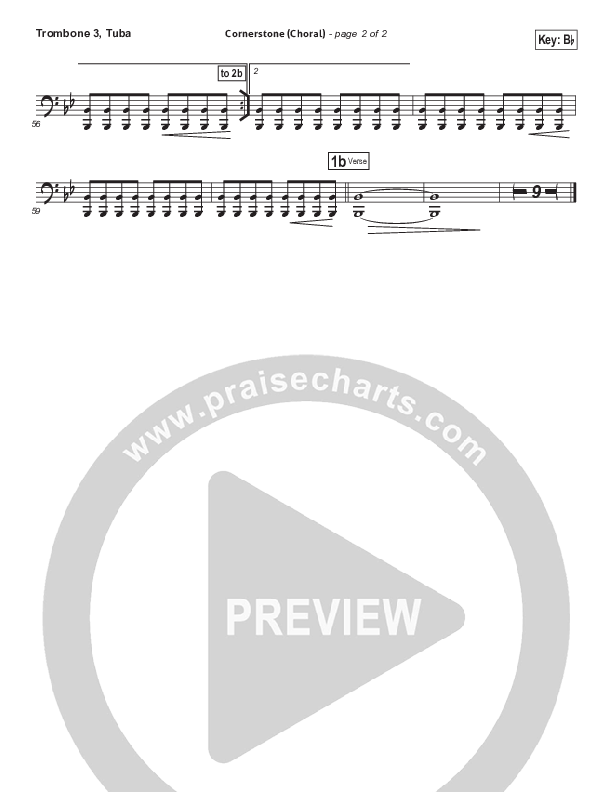 Cornerstone (Choral Anthem SATB) Trombone 3/Tuba (Hillsong Worship / Arr. Luke Gambill)