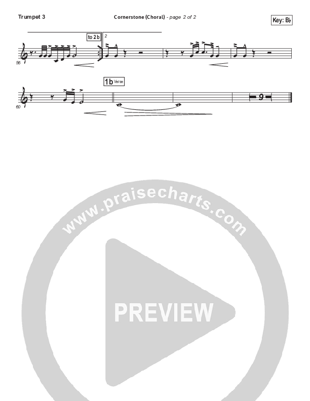 Cornerstone (Choral Anthem SATB) Trumpet 3 (Hillsong Worship / Arr. Luke Gambill)