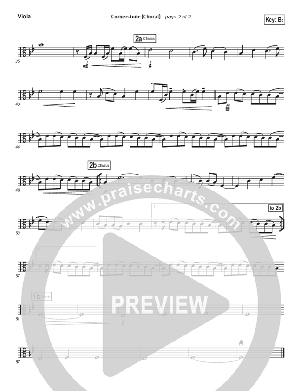 Cornerstone (Choral Anthem SATB) Viola (Hillsong Worship / Arr. Luke Gambill)
