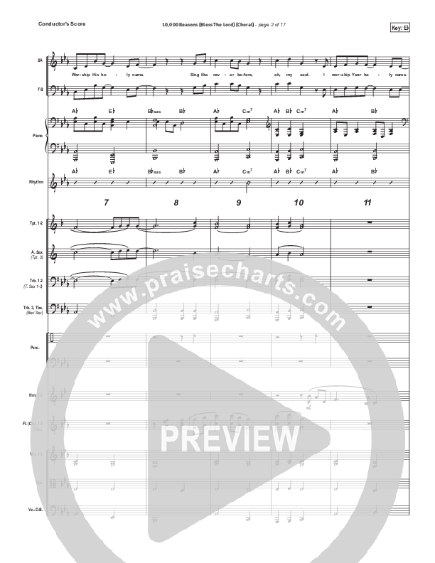 10,000 Reasons (Bless The Lord) (Choral Anthem SATB) Conductor's Score (Matt Redman / Passion / Arr. Luke Gambill)