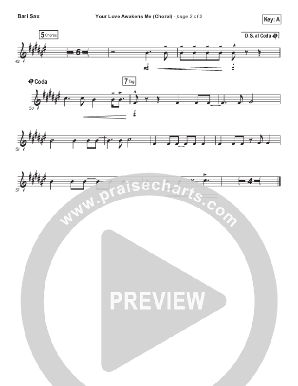 Your Love Awakens Me (Choral Anthem SATB) Bari Sax (Phil Wickham / Arr. Luke Gambill)