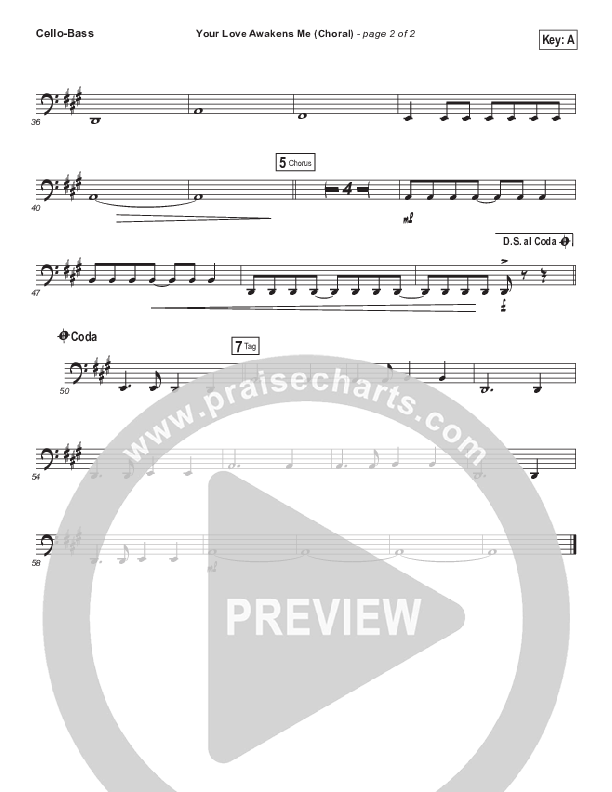 Your Love Awakens Me (Choral Anthem SATB) Cello/Bass (Phil Wickham / Arr. Luke Gambill)