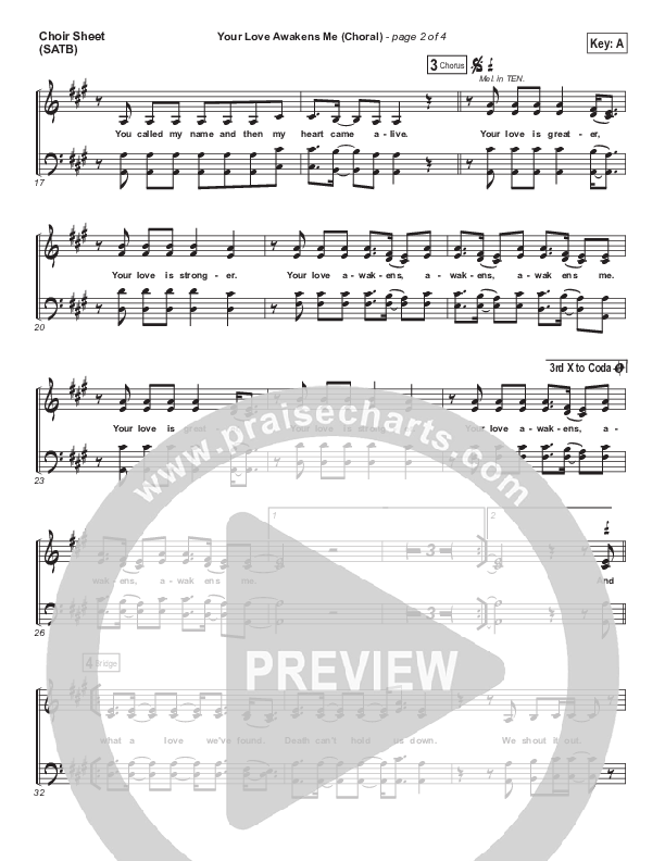 Your Love Awakens Me (Choral Anthem SATB) Choir Sheet (SATB) (Phil Wickham / Arr. Luke Gambill)