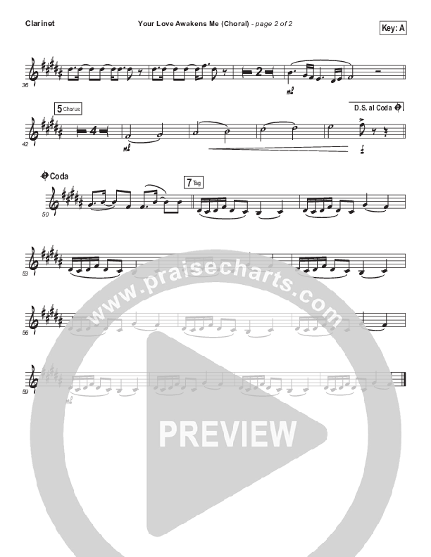 Your Love Awakens Me (Choral Anthem SATB) Clarinet (Phil Wickham / Arr. Luke Gambill)