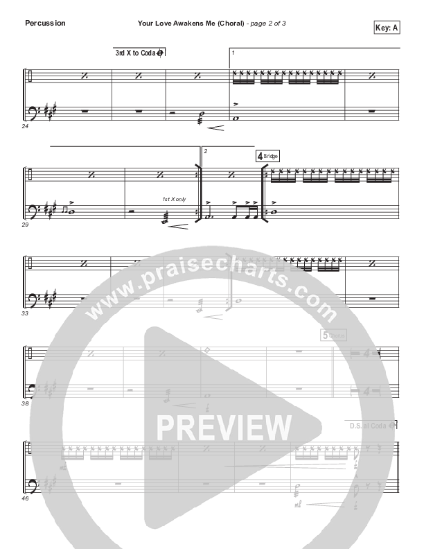 Your Love Awakens Me (Choral Anthem SATB) Percussion (Phil Wickham / Arr. Luke Gambill)