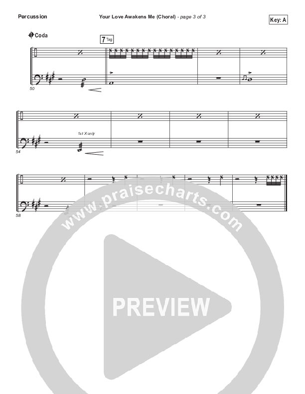 Your Love Awakens Me (Choral Anthem SATB) Percussion (Phil Wickham / Arr. Luke Gambill)