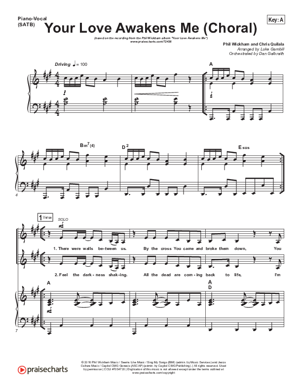 Your Love Awakens Me (Choral Anthem SATB) Piano/Vocal Pack (Phil Wickham / Arr. Luke Gambill)