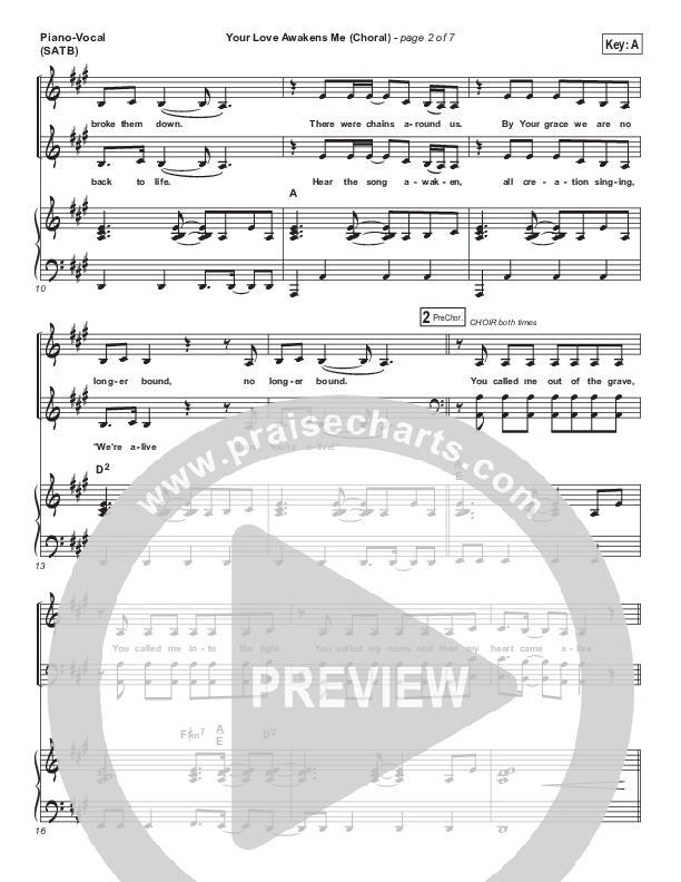 Your Love Awakens Me (Choral Anthem SATB) Piano/Vocal (SATB) (Phil Wickham / Arr. Luke Gambill)