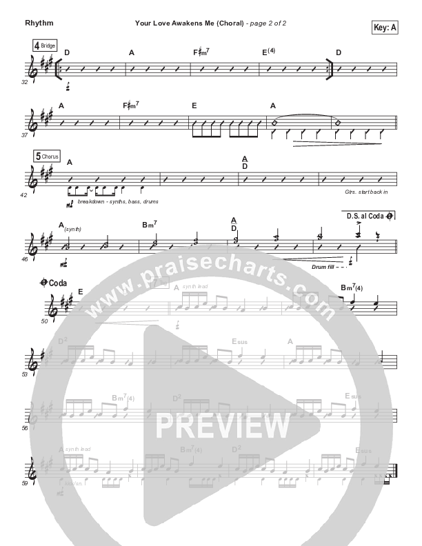 Your Love Awakens Me (Choral Anthem SATB) Rhythm Chart (Phil Wickham / Arr. Luke Gambill)