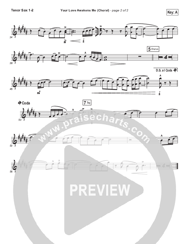 Your Love Awakens Me (Choral Anthem SATB) Tenor Sax 1/2 (Phil Wickham / Arr. Luke Gambill)