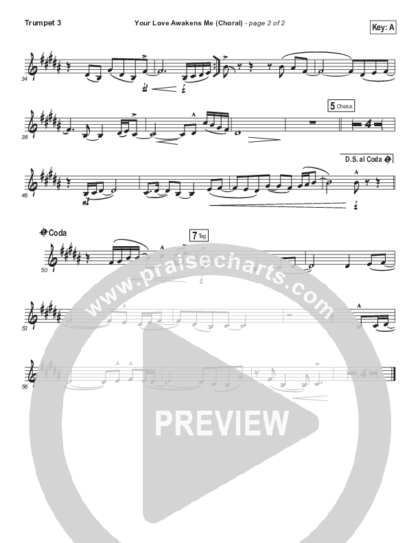 Your Love Awakens Me (Choral Anthem SATB) Trumpet 3 (Phil Wickham / Arr. Luke Gambill)