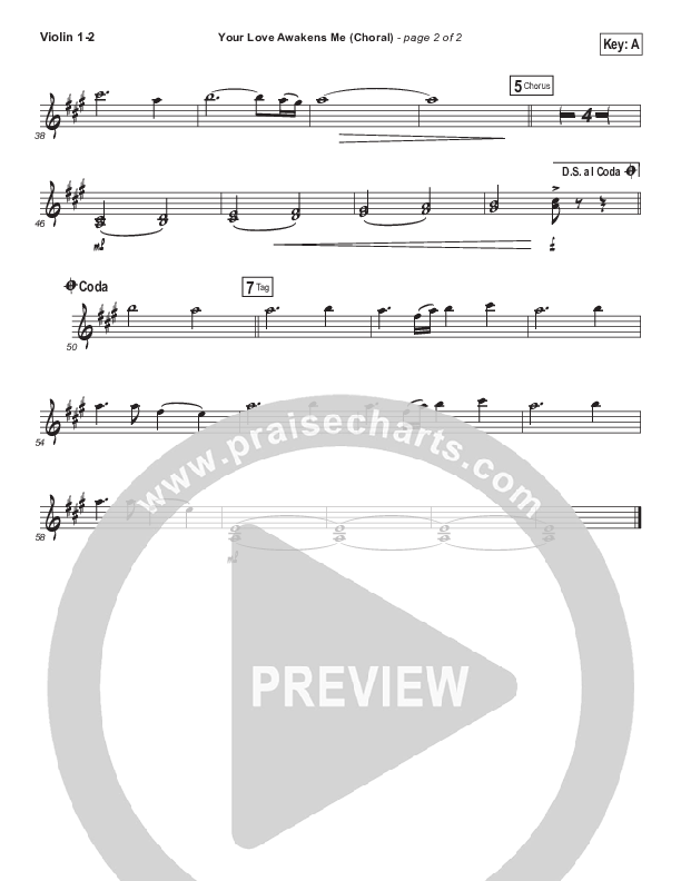 Your Love Awakens Me (Choral Anthem SATB) Violin 1/2 (Phil Wickham / Arr. Luke Gambill)