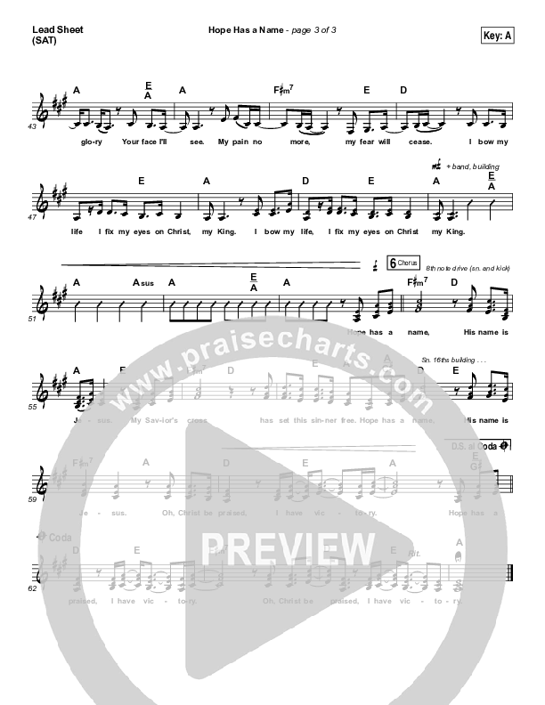 Hope Has A Name (Choral Anthem SATB) Lead Sheet (SAT) (River Valley Worship / Arr. Luke Gambill)