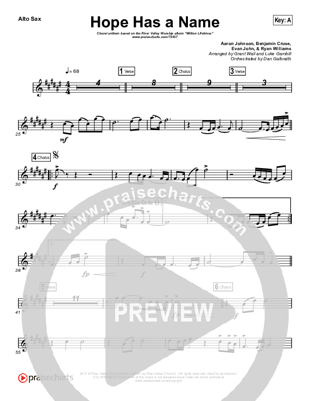Hope Has A Name (Choral Anthem SATB) Alto Sax (River Valley Worship / Arr. Luke Gambill)