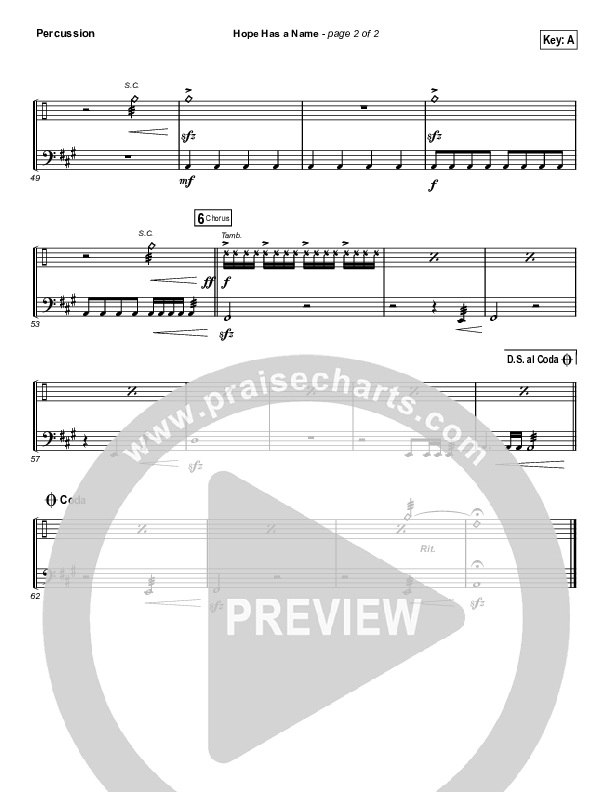 Hope Has A Name (Choral Anthem SATB) Percussion (River Valley Worship / Arr. Luke Gambill)