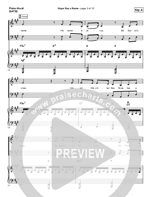 Hope Has A Name (Choral Anthem SATB) Piano/Vocal (SATB) (River Valley Worship / Arr. Luke Gambill)