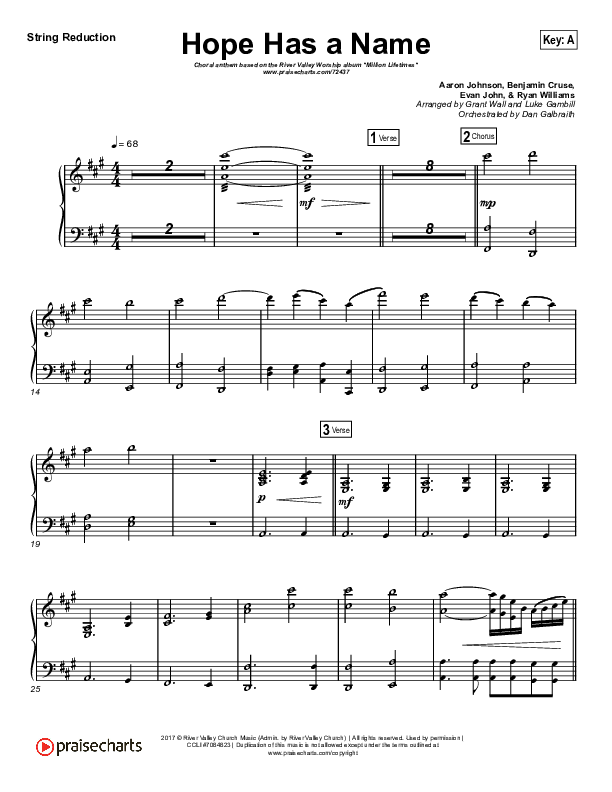 Hope Has A Name (Choral Anthem SATB) String Reduction (River Valley Worship / Arr. Luke Gambill)