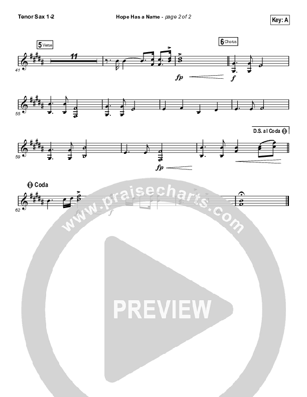 Hope Has A Name (Choral Anthem SATB) Tenor Sax 1/2 (River Valley Worship / Arr. Luke Gambill)