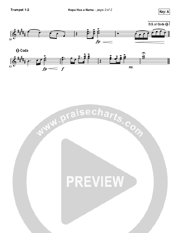 Hope Has A Name (Choral Anthem SATB) Trumpet 1,2 (River Valley Worship / Arr. Luke Gambill)